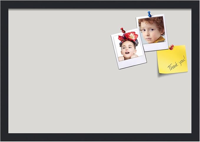 PinPix 22x15 Inch Cork Bulletin Board. This Decorative Framed Pin Board Comes with Light Stone Design and a Satin Black Frame. Ideal for Home Office Decor or Message Board (PinPix-1809)-DeskLoop Office