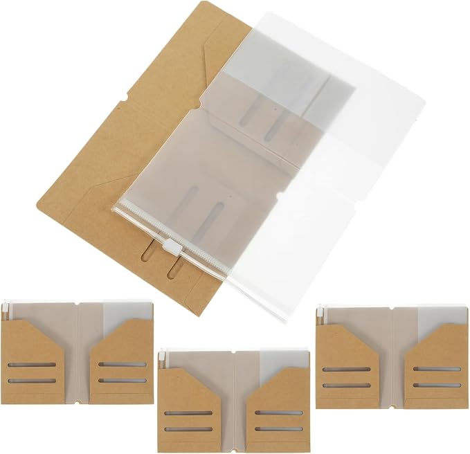4pcs Kraft Card Holder and Zipper PVC Pouch Travel Kraft Paper Passport Holder - Image 8