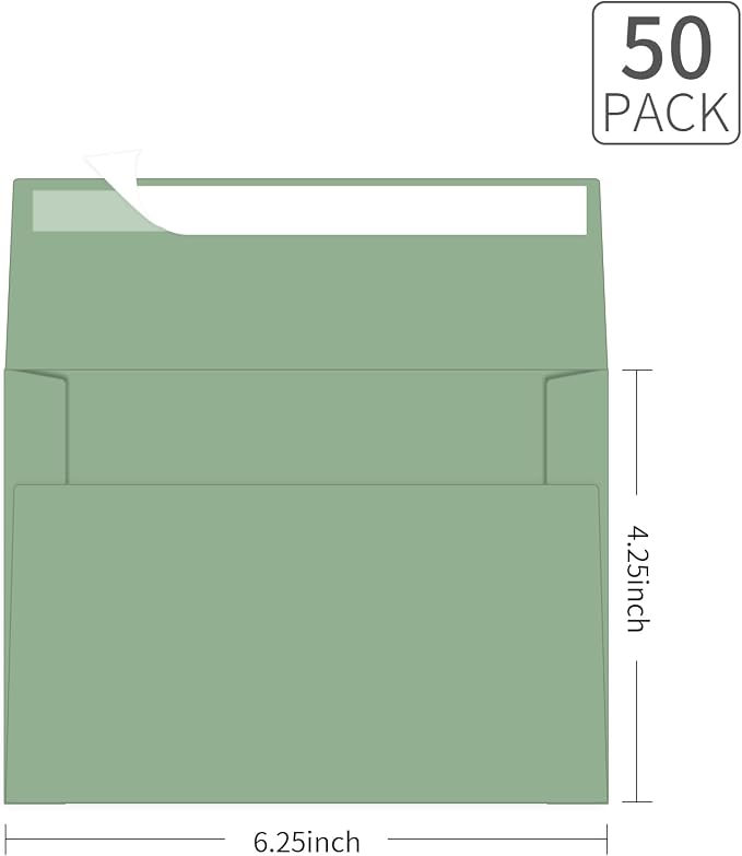 4x6 Envelopes For Invitation A4 Envelope green, 50 pack 4x6 card Envelopes Self - Image 2