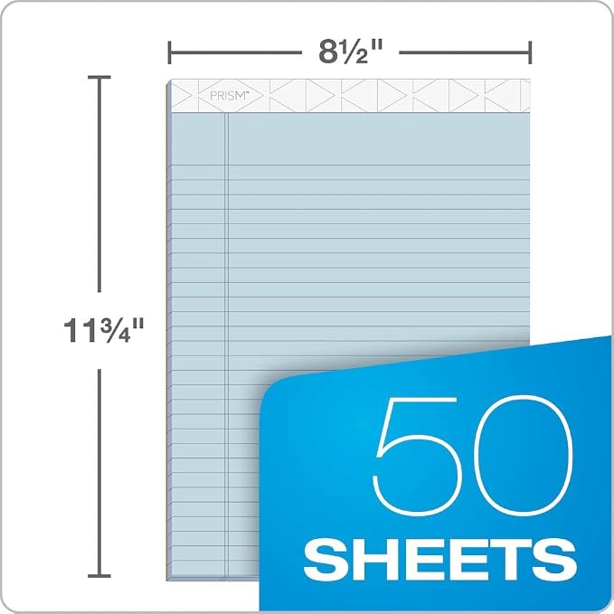 Tops Prism Writing Pads, 8-1/2" x 11-3/4", Legal Rule, Perforated, 50 Sheets - Image 4