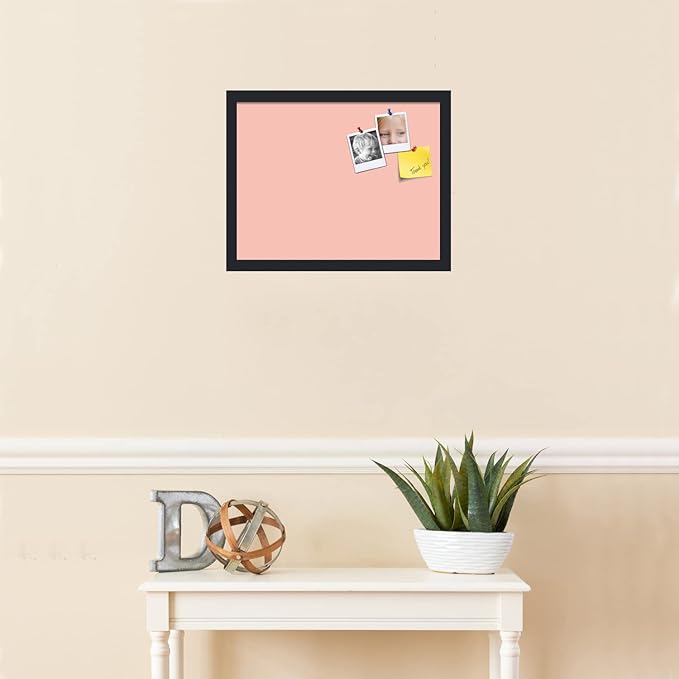 PinPix 18x14 Inch Cork Bulletin Board. This Decorative Framed Pin Board Comes with Pink Pastel Design and a Satin Black Frame. Ideal for Home Office Decor or Message Board (PinPix-1813)-DeskLoop Office