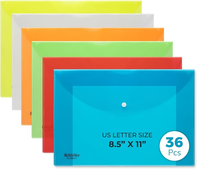 FLEXOFFICE 36 Pack Plastic Envelopes by FlexOffice