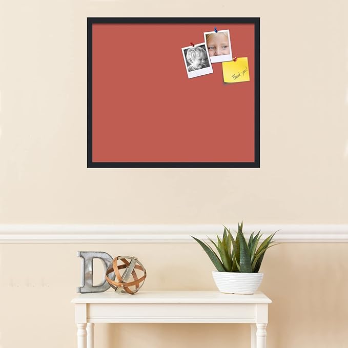 PinPix 28x24 Inch Cork Bulletin Board. This Decorative Framed Pin Board Comes with Crimson Pastel Design and a Satin Black Frame. Ideal for Home Office Decor or Message Board (PinPix-1807)-DeskLoop Office