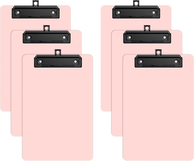6 Pack Colorful Small Clipboard, A5 Mini Clip Board | Black Clip, 9 x 6" by ORGANIZEEASYWORKSTEADY