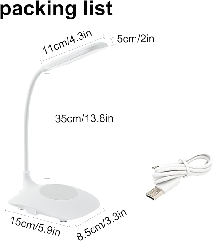 LED Desk Lamp Wireless Charging Desk Lamp with Touch Control Dimmable Office Desk Light Eye-Caring Office Lamp with Adjustable Gooseneck Table Lamp, Reading Lamp Table Lamp for Bedroom Bedside Study-DeskLoop Office