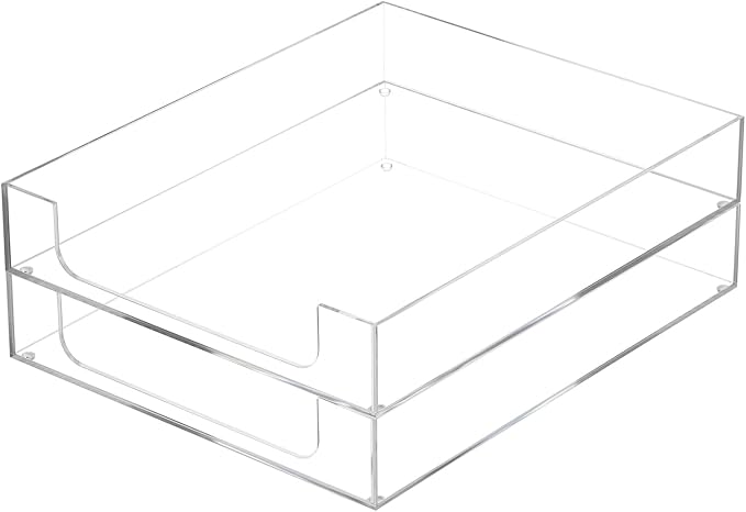 BTSKY 2 Pack Multipurpose A4 File Tray Clear Acrylic Desk Tray Organizer - Image 4
