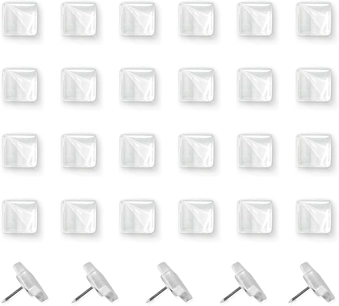 24pcs Decorative Cute Push Pins Glass White Thumbtacks Thumb Tacks Pushpins by Aoxsie