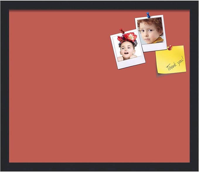 PinPix 20x17 Inch Cork Bulletin Board. This Decorative Framed Pin Board Comes with Crimson Pastel Design and a Satin Black Frame. Ideal for Home Office Decor or Message Board (PinPix-1807)-DeskLoop Office