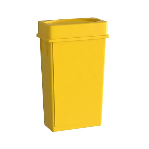 23 Gallon Yellow Slim Jim Trash Can with Drop Shot Lid-DeskLoop Office