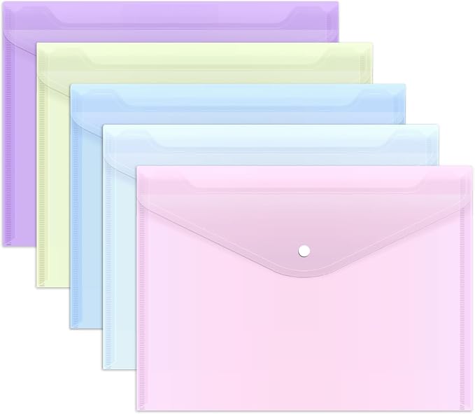 EOOUT 5pcs Plastic Envelopes Folders, Plastic Poly Folders by EOOUT