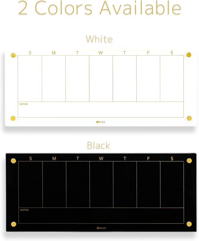 Black Glass Golden Weekly Dry Erase Calendar Whiteboard - Image 7
