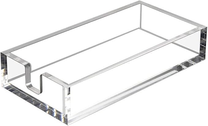 HIIMIEI Acrylic Napkin Holder for Bathroom, Acrylic Guest Towel Holder, Bathroom Napkins Guest Disposable Holder, Hand Towel Tray for Kitchen, Parties, Weddings, Party, Hotel, Restaurant（Clear）-DeskLoop Office