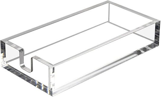 HIIMIEI Acrylic Napkin Holder for Bathroom, Acrylic Guest Towel Holder, Bathroom Napkins Guest Disposable Holder, Hand Towel Tray for Kitchen, Parties, Weddings, Party, Hotel, Restaurant（Clear）-DeskLoop Office