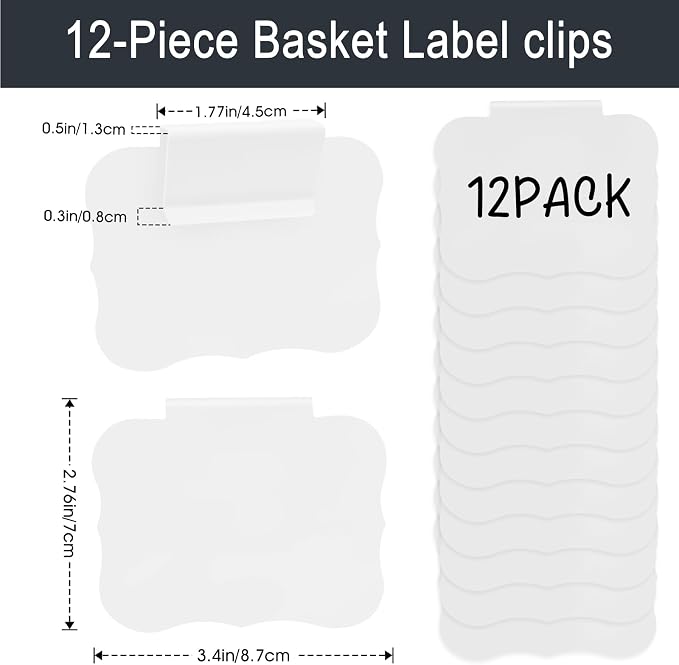 12pcs White Basket Labels Removable PVC Labels | Clip On - Image 2