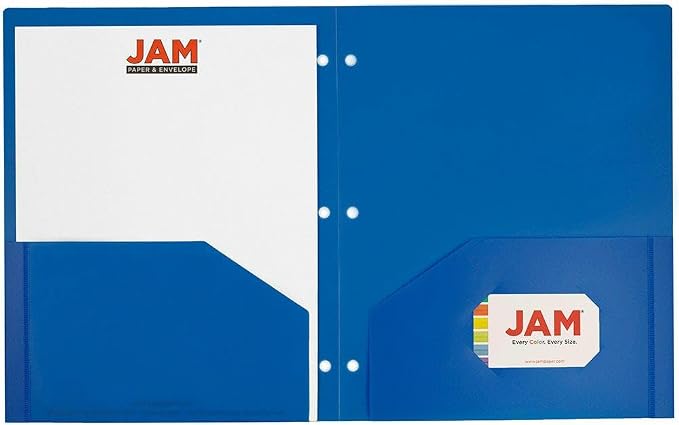 JAM PAPER Heavy Duty Plastic 3 Hole Punch Pocket Folders - Image 5
