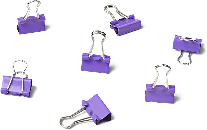 50 Pack Small Purple Binder Clips 3/4 Inch, Colored Little Paper Clamps - Image 6