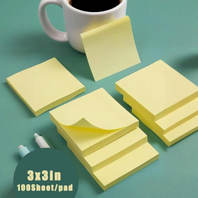 Yellow Sticky Notes 6 Pads 3 X 3 Inch 100 Sheets/Pad Self-Stick Notes Pads 600 - Image 3