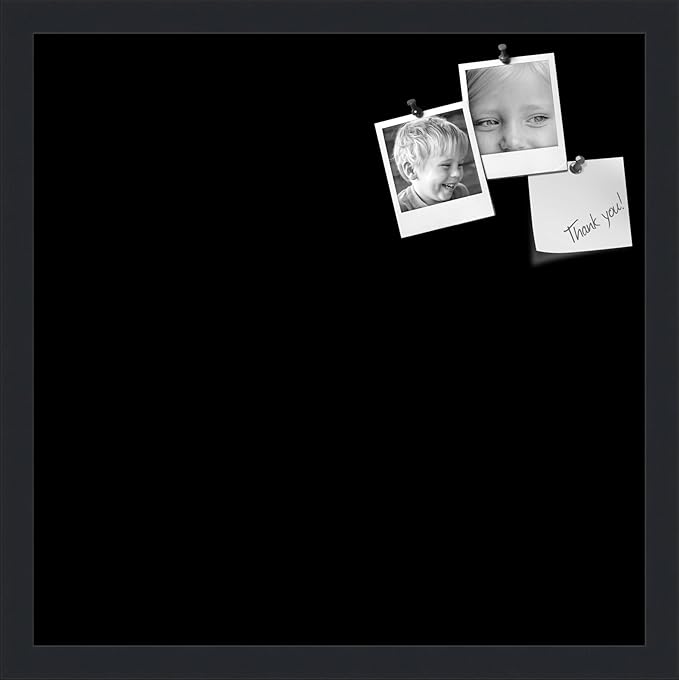 PinPix 18x18 Inch Cork Bulletin Board. This Decorative Framed Pin Board Comes with Solid Black Design and a Satin Black Frame. Ideal for Home Office Decor or Message Board (PinPix-622)-DeskLoop Office