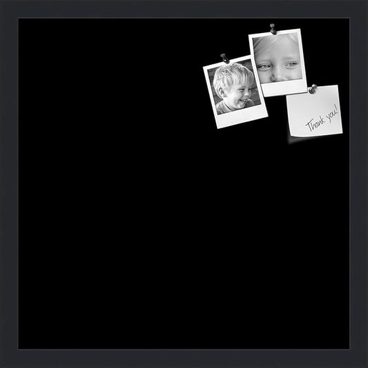 PinPix 18x18 Inch Cork Bulletin Board. This Decorative Framed Pin Board Comes with Solid Black Design and a Satin Black Frame. Ideal for Home Office Decor or Message Board (PinPix-622)-DeskLoop Office