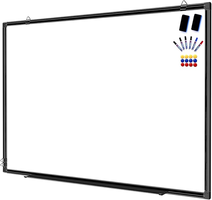 H-Qprobd 60"x48" White Board for Wall Large Magnetic Dry Erase Board with Black Aluminum Frame, Presentation Whiteboard Suitable for Home, Office, Classroom & Kitchen-DeskLoop Office
