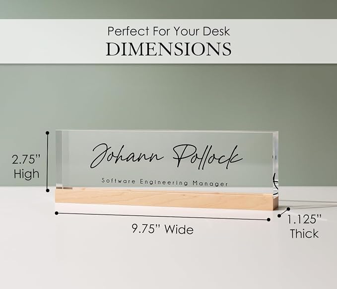 Personalized Acrylic Name Block w/Wooden Base - Image 4