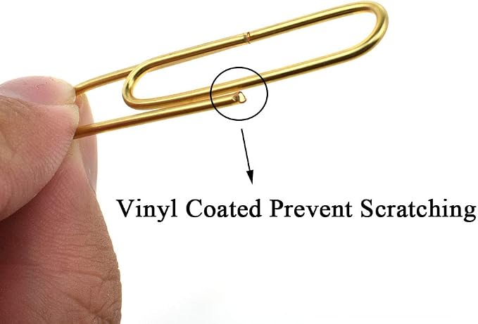HAHIYO Paper Clips Large 2 inches Length Gold Paperclips Vinyl Coated Prevent - Image 3