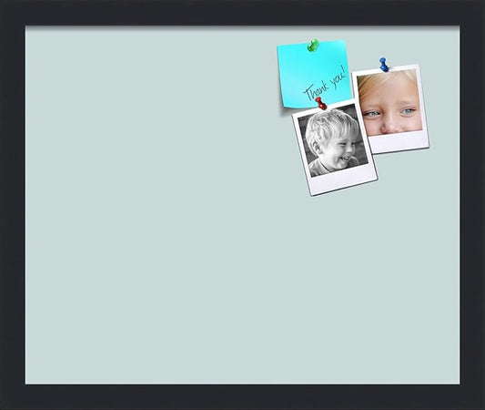 PinPix 17x14 Inch Cork Bulletin Board. This Decorative Framed Pin Board Comes with Soft Blue Design and a Satin Black Frame. Ideal for Home Office Decor or Message Board (PinPix-1814)-DeskLoop Office