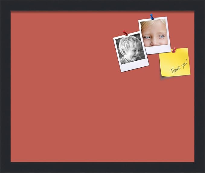 PinPix 17x14 Inch Cork Bulletin Board. This Decorative Framed Pin Board Comes with Crimson Pastel Design and a Satin Black Frame. Ideal for Home Office Decor or Message Board (PinPix-1807)-DeskLoop Office