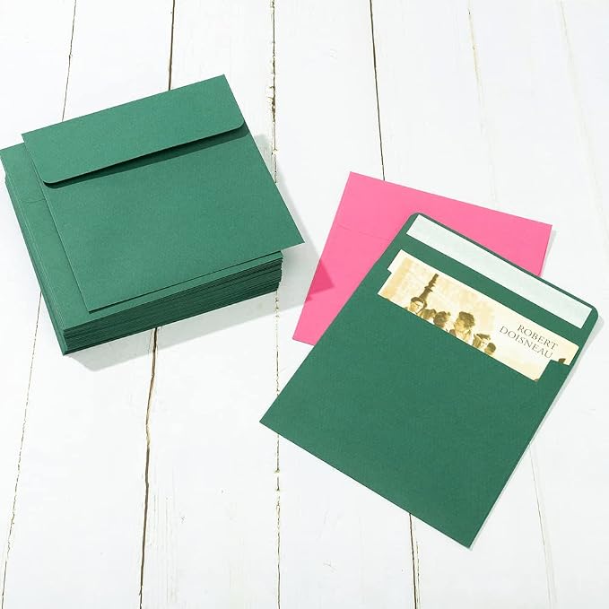 50 Pack 6 x 6 Square Envelopes Self Seal, Dark Green | - Image 6