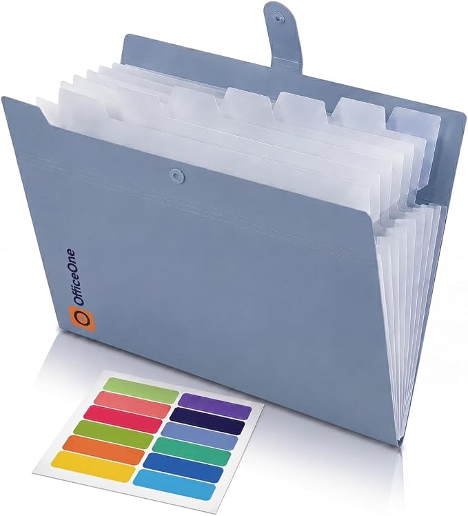 OfficeOne 8-Pocket Expanding File Folder, A4 Letter Size Accordion Document by OfficeOne