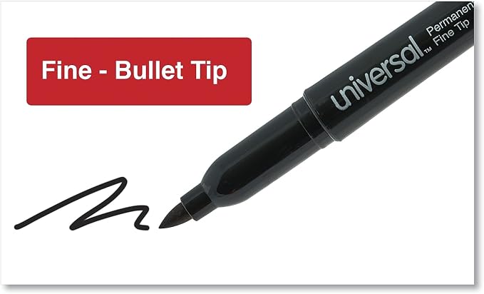 Universal UNV07074 Fine Bullet Tip Pen-Style Permanent Marker - Image 4