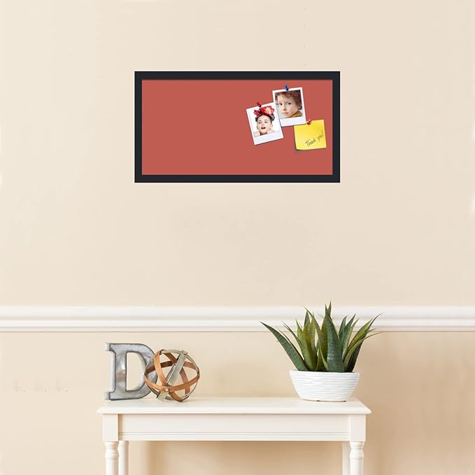 PinPix 24x12 Inch Cork Bulletin Board. This Decorative Framed Pin Board Comes with Crimson Pastel Design and a Satin Black Frame. Ideal for Home Office Decor or Message Board (PinPix-1807)-DeskLoop Office