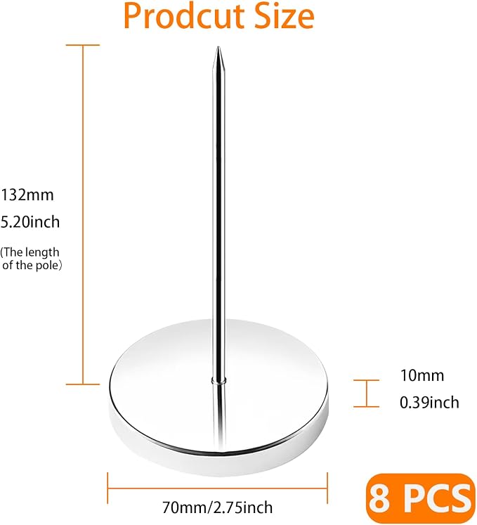 8 PCS Desk Receipt Holder Stainless Steel Receipt Spike 5.5 Inch Check Spindle - Image 6