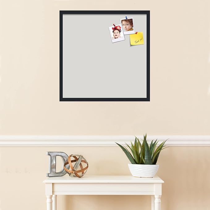 PinPix 24x24 Inch Cork Bulletin Board. This Decorative Framed Pin Board Comes with Light Stone Design and a Satin Black Frame. Ideal for Home Office Decor or Message Board (PinPix-1809)-DeskLoop Office