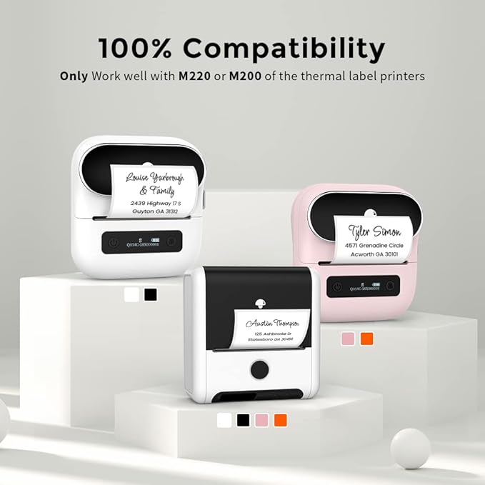 Phomemo 2.35"x 1.57" Thermal Sticker Label 180 Pcs/Roll Compatible with M220,M250,M260,M421,M221,M200 Label Printer, Strong Permanent Adhesive & Perforated, for Customer Mailer, Business Letter, Gift-DeskLoop Office