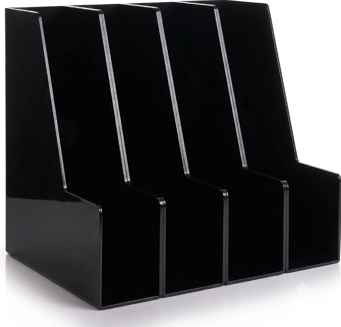 LALOBLUE 4 Pack Black Vertical Magazine File Holder Desk Organizer Bins | by Laloblue