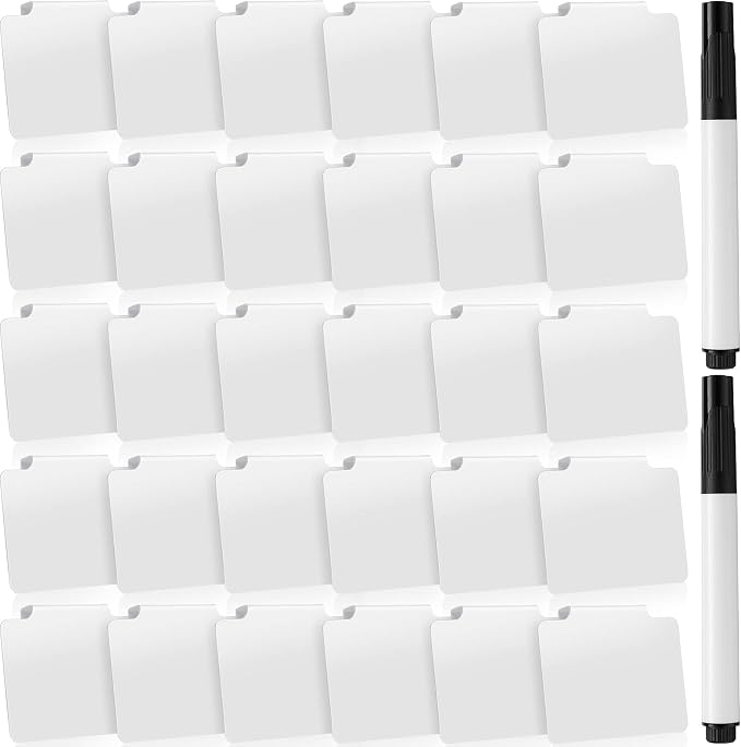 32 Pieces Basket Labels Clip Set, Include 30 Kitchen Clip Label Holder by Chinco