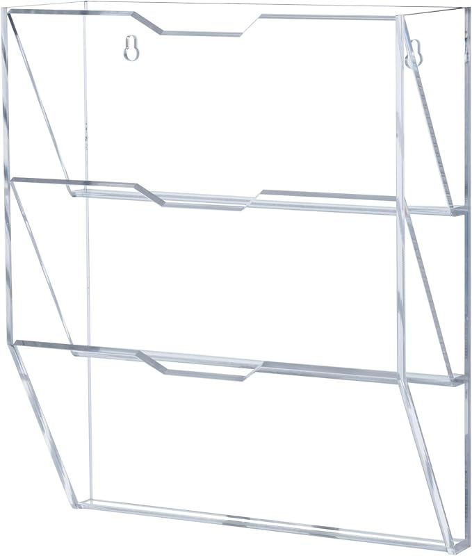MyGift 3 Tier 10 Inch Clear Acrylic Mail Sorter, Wall Mounted Letter Holder - Image 6