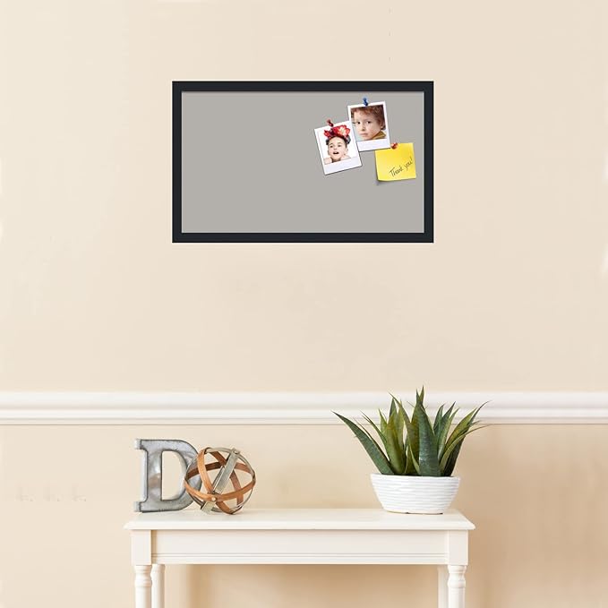 PinPix 24x14 Inch Cork Bulletin Board. This Decorative Framed Pin Board Comes with Dark Stone Design and a Satin Black Frame. Ideal for Home Office Decor or Message Board (PinPix-1808)-DeskLoop Office
