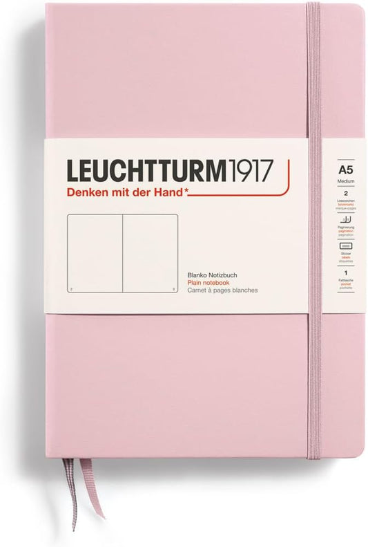 LEUCHTTURM1917 - Notebook Hardcover Medium A5-251 Numbered Pages for Writing and Journaling (Powder, Plain)-DeskLoop Office