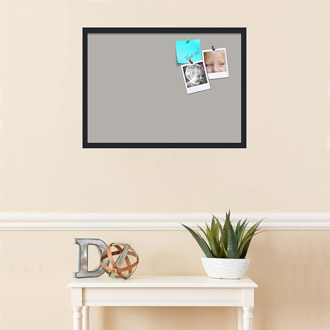 PinPix 28x20 Inch Cork Bulletin Board. This Decorative Framed Pin Board Comes with Dark Stone Design and a Satin Black Frame. Ideal for Home Office Decor or Message Board (PinPix-1808)-DeskLoop Office