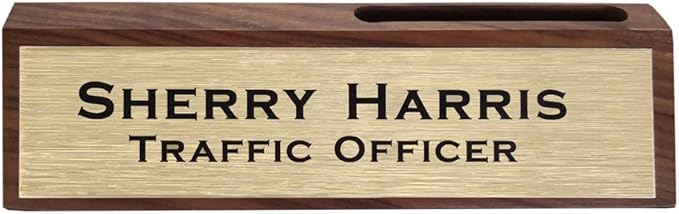 Personalized Business Desk Name Plate with Card Holder Custom Desk Nameplate Support Adding Logo 2" x 8"-DeskLoop Office