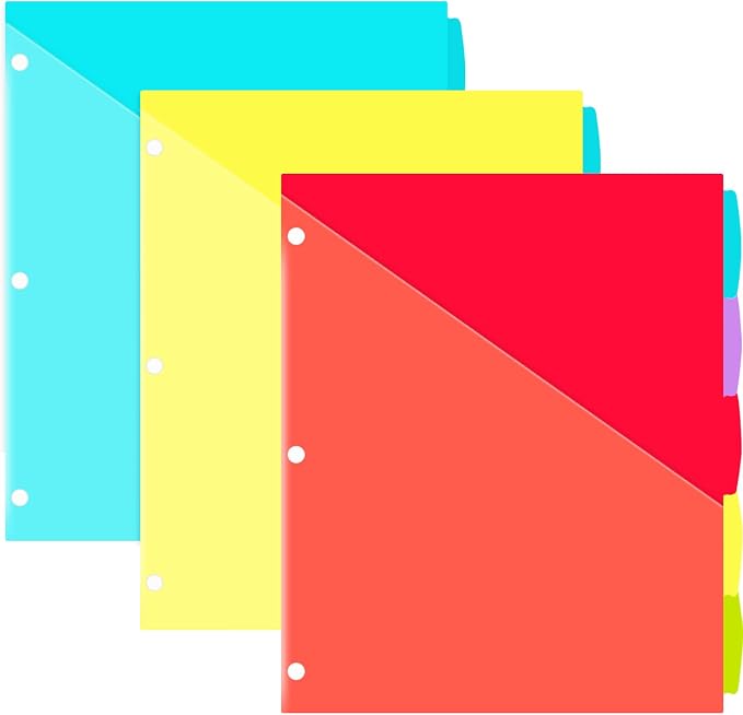 INFUN 5-Tab Plastic Binder Dividers by INFUN
