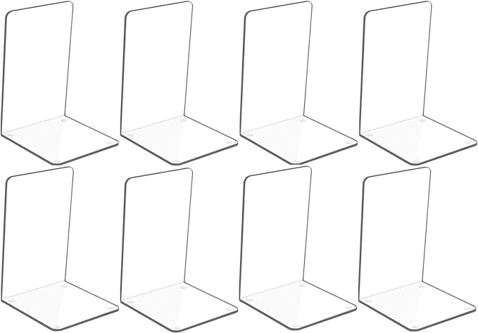 Adwikoso Clear Acrylic Book Ends, Non-Slip Book Holder Stand, Decorative Book by Hiziwimi