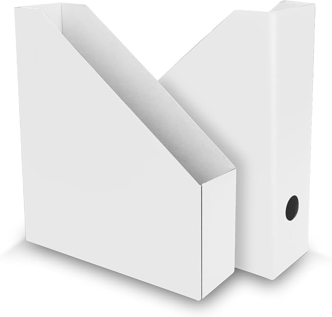 Rempry 12 Pack Magazine File Holders White, Foldable Cardboard Document by Rempry