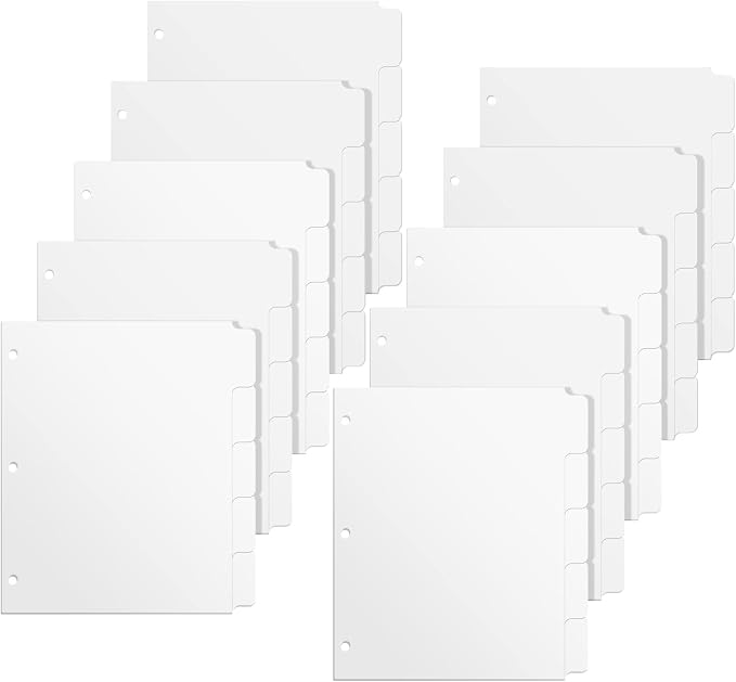 3 Ring Binder Dividers with 5 Tabs, Write & Erase Plastic Binder Dividers by Homakover