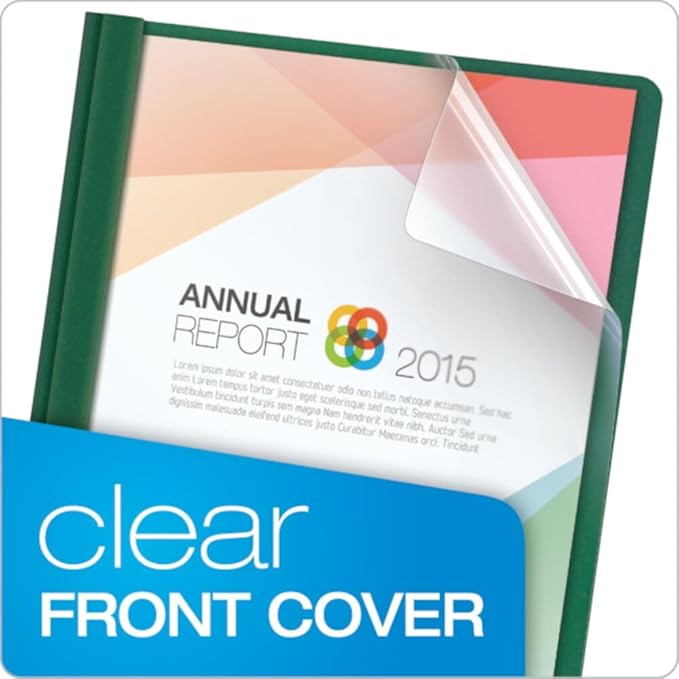 Oxford Clear Front Report Covers, Letter Size, Hunter Green, 25 per Box - Image 2
