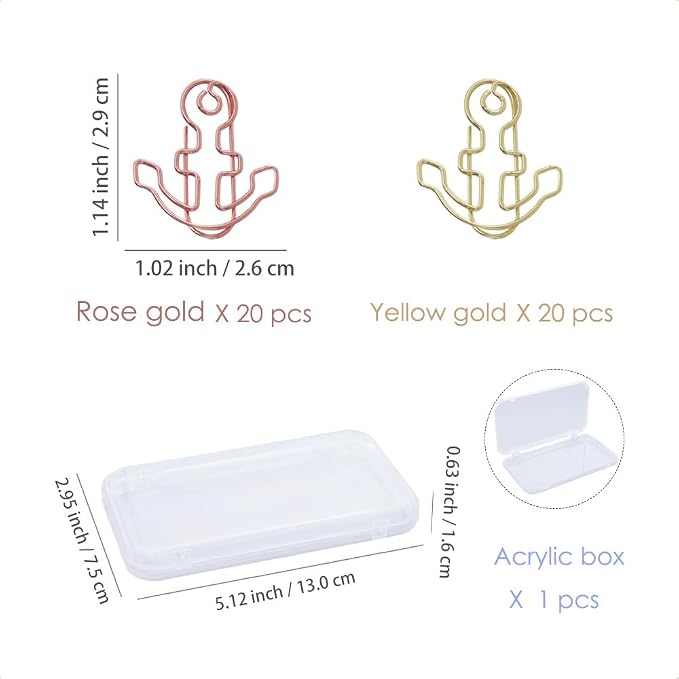 OWLFAVO 40pcs Anchor Shape Paper Clips - Image 2