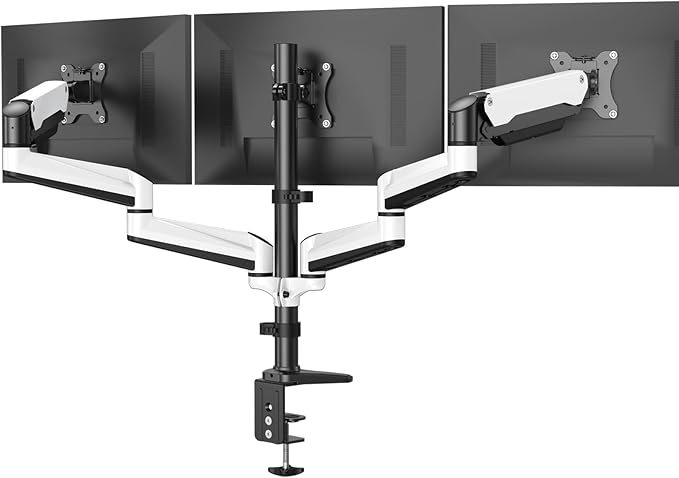 HUANUO Triple Monitor Stand - Full Motion Articulating Gas Spring Monitor Mount Fit Three 17 to 32 inch LCD Computer Screens with Clamp, Grommet Kit-DeskLoop Office