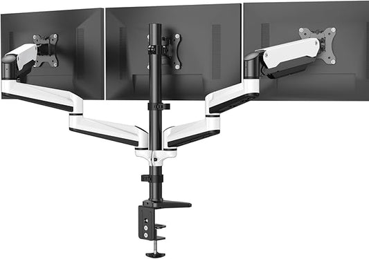 HUANUO Triple Monitor Stand - Full Motion Articulating Gas Spring Monitor Mount Fit Three 17 to 32 inch LCD Computer Screens with Clamp, Grommet Kit-DeskLoop Office